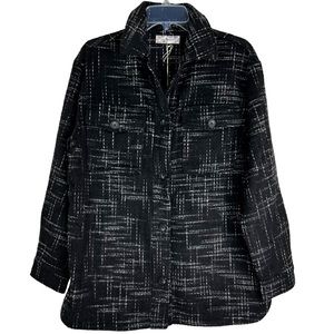 NWT Band of Gypsies Auva Furry Button Down Shacket Black & White Women’s M/L